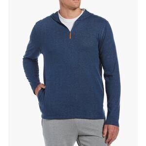 Cubavera Men's 1/4 Zip Heather Knit Blue Hoodie Jacket Medium NEW with tags